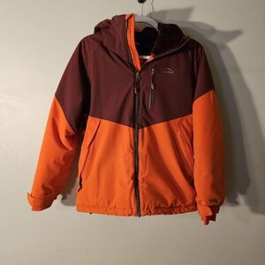 Heavy winter coat. LL BEAN Fleece Lined Winter Coat Orange And Maroon Boys Large